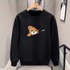 Mens Oversized Long Sleeve Hoodie-Free Sweatshirt With Bear Print Heavyweight Fleece-Lined Winter Casual Wear