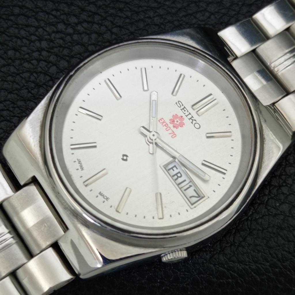 GENUINE VINTAGE SEIKO EXPO 70 AUTOMATIC JAPAN MENS SILVER DIAL WATCH a708788-1