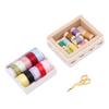 1:12 Scale Miniature Thread Set Spool Thread Ribbon Box Scissors Sewing Kit Model for Dollhouse