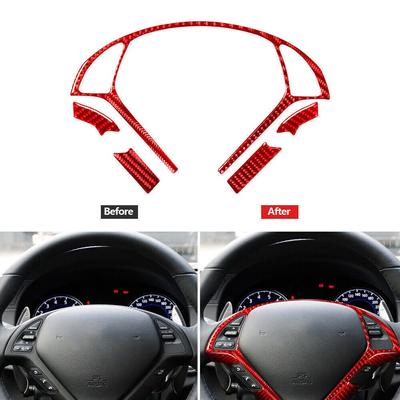 Red Carbon Fiber Steering Wheel Decorative Cover Trim For Infiniti G37 2010-2013