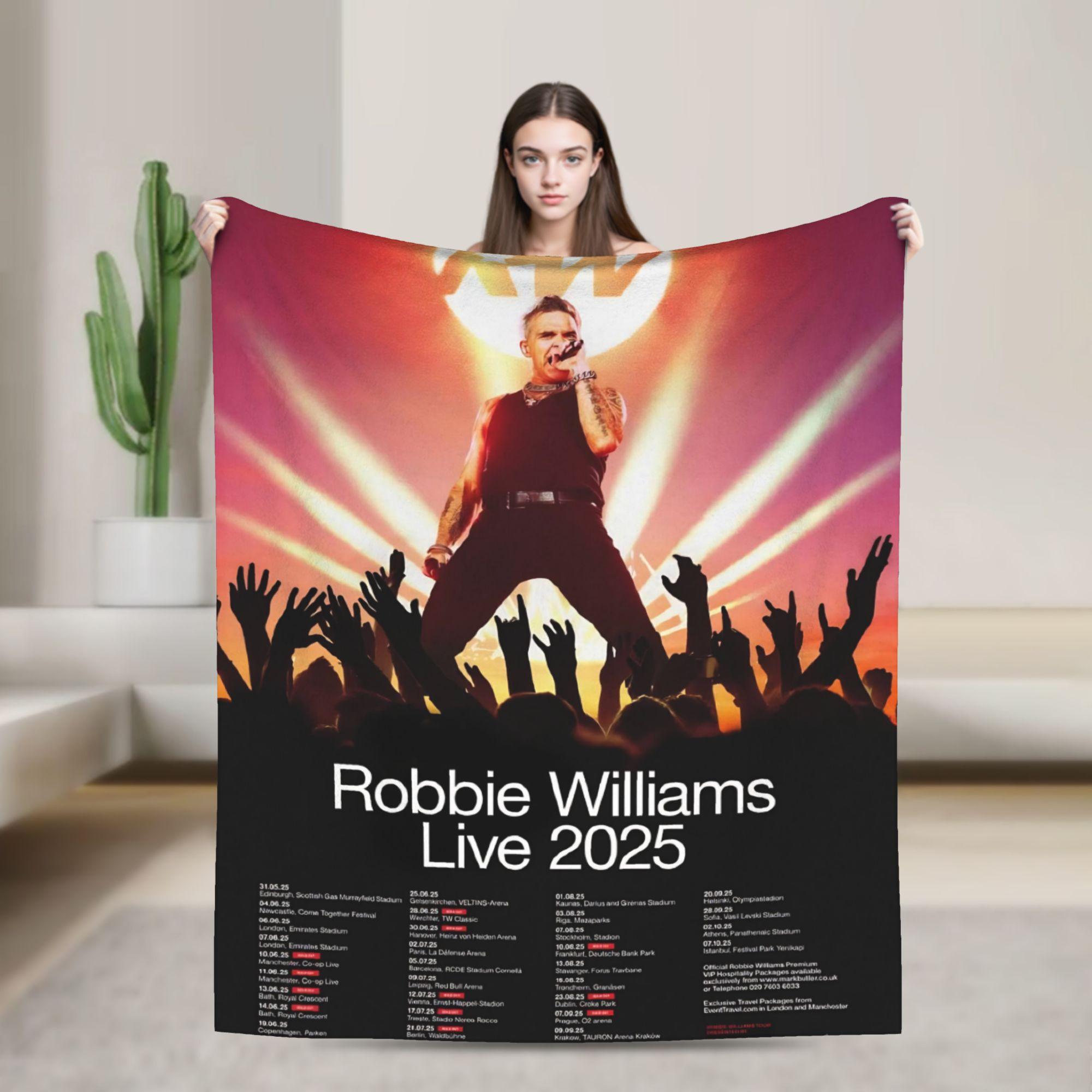 Soft Blanket Airplane Travel Robbie Williams Tour Throw Blanket  Flannel Bedspread For Couch Bed Street Trend Sofa Bed Cover 30x40in