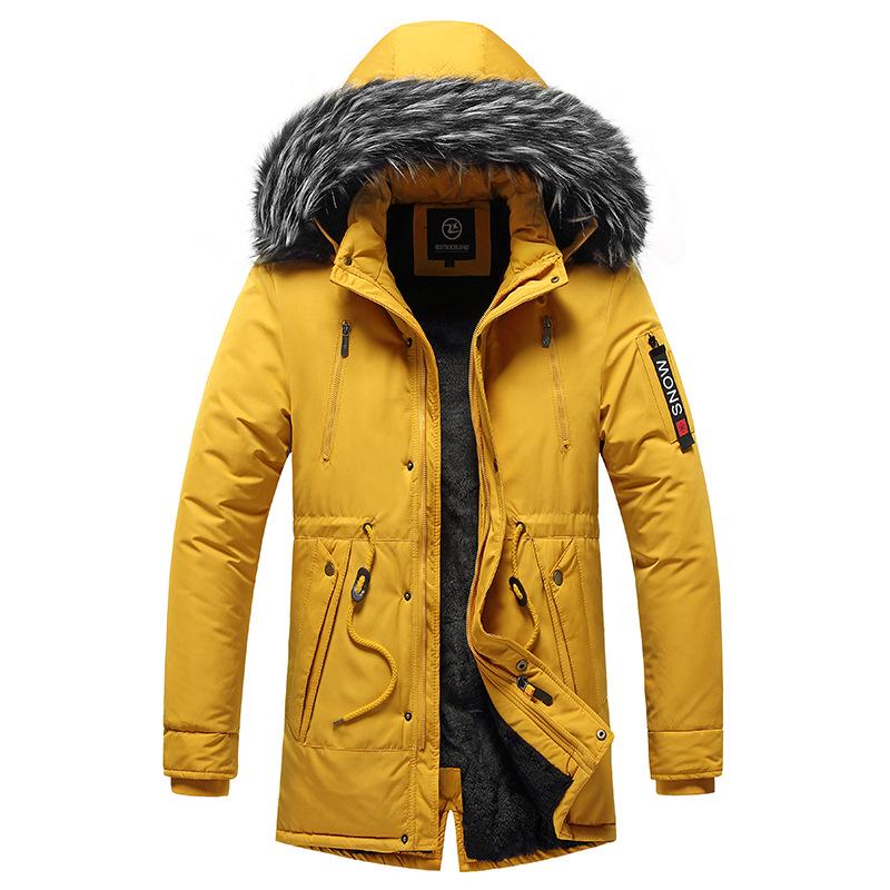 Herren Winter Slim Fit Kapuzenjacke - Mittellang, Dick und Modisch