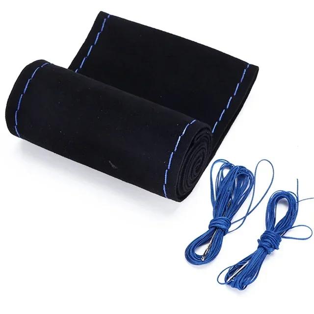 Pelz Lenkradbezug Wildleder Lenkrad Geflechtbezug Universal 38cm mit Nadel und Faden DIY Handnähen Schutz