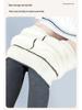 Women's High Waist Fleece-Lined Ribbed Leggings - Warm, Comfortable, Cotton, for Autumn and Winter Wear, Nine-Point Length.