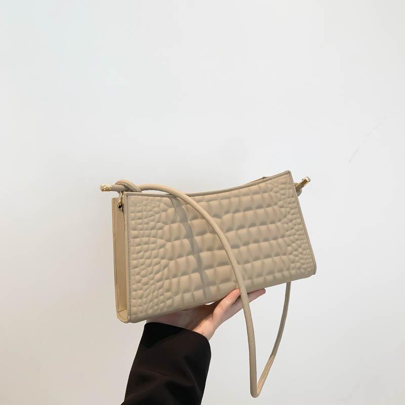 Trendy Black Khaki Rose Red Green White Pu Underarm Bag Versatile Daily Use Small Square Handbag