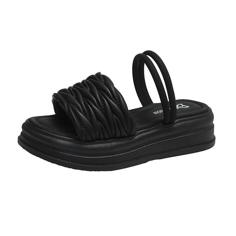 2024 Women's Casual Bohemian Elastic Ankle Strap Beach Walking Sandals Platform Open Toe Wedges Slip On Shoes Zapatillas Mujer