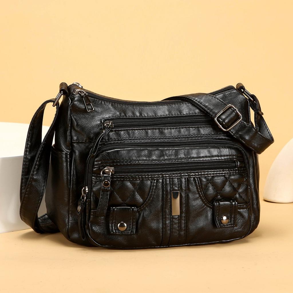Fashion Single-shoulder Crossbody Bag - Large Capacity, High-end, Soft Leather, Suitable for Middle-aged Mothers' Use Casually