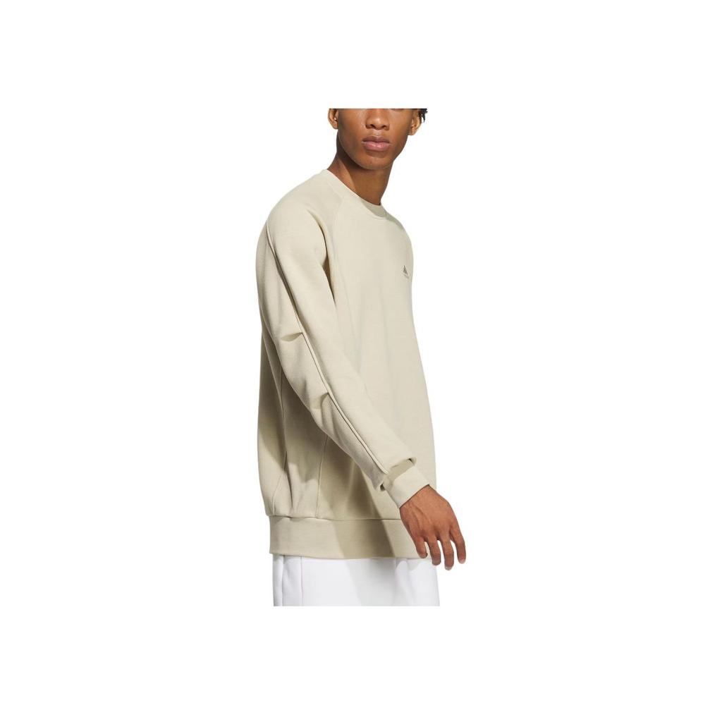 Adidas All Szn Oversized Sweatshirt Solid Color Letter Logo Embroidery Detail Sports Crew Neck Pullover Men Sweatshirt Prairie-Brown IY4282