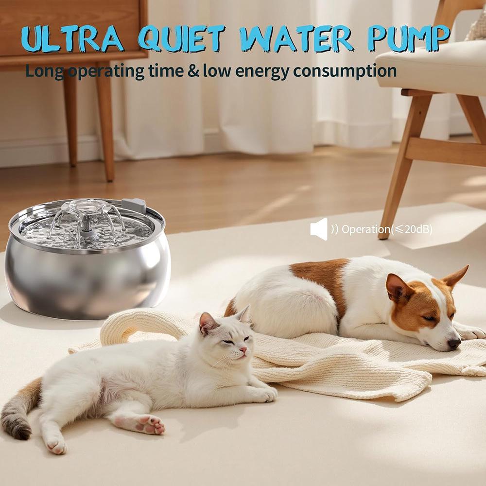 SUS304 Stainless Steel Cat Water Dispenser, 4L Capacity, Automatic Pet Feeder with Copper Tube