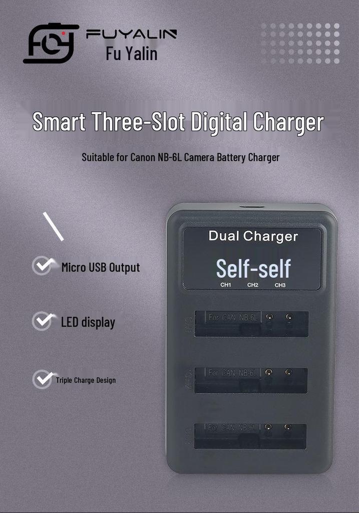 NB6L Triple Charger Compatible with Canon SX520 HS, SX530, SX600, SX610, SX700, SX710.