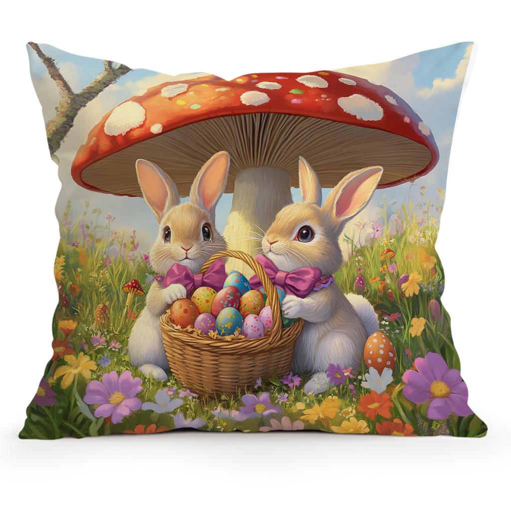 Easter Spring Rabbit Cushions Pillowcase Polyester Cushion Cover Throw Pillow Pillowcover Home Car Sofa Decor