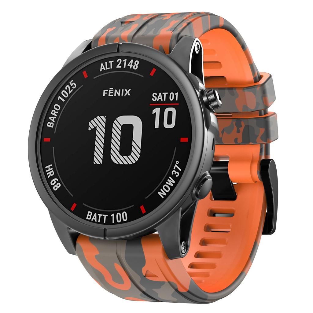For Garmin Fenix Enduro/Tactix Delta/Tactix 7 Pro Printed Pattern Watch Band Soft Silicone 26mm Quick Release Wristband Strap