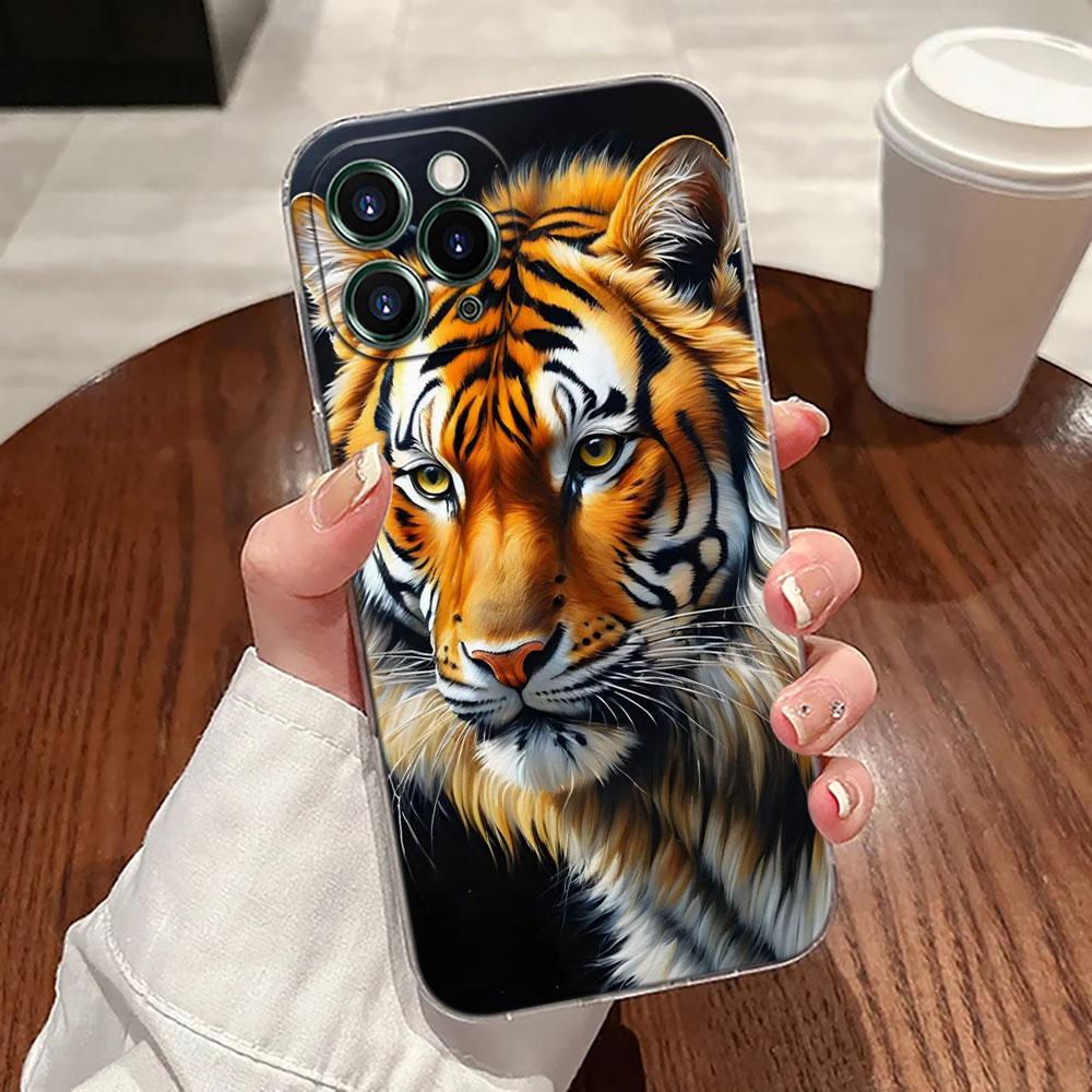Tiger Animals Transparent Case For Apple iPhone 17 16 15 14 13 12 11 Pro Max 16 Plus 16E 17Air 17Pro Phone Cover Silicone Funda