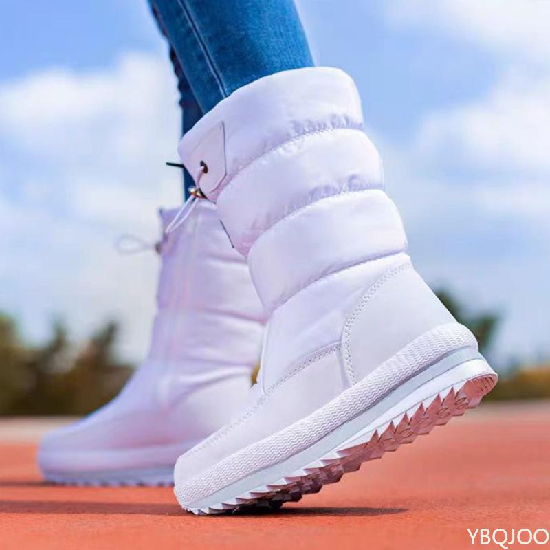 2026 Non Slip Waterproof Platform Snow Boot Casual Female White Shoes Winter Thick Women's Snow Boots Warm Plush Mid-calf Boots