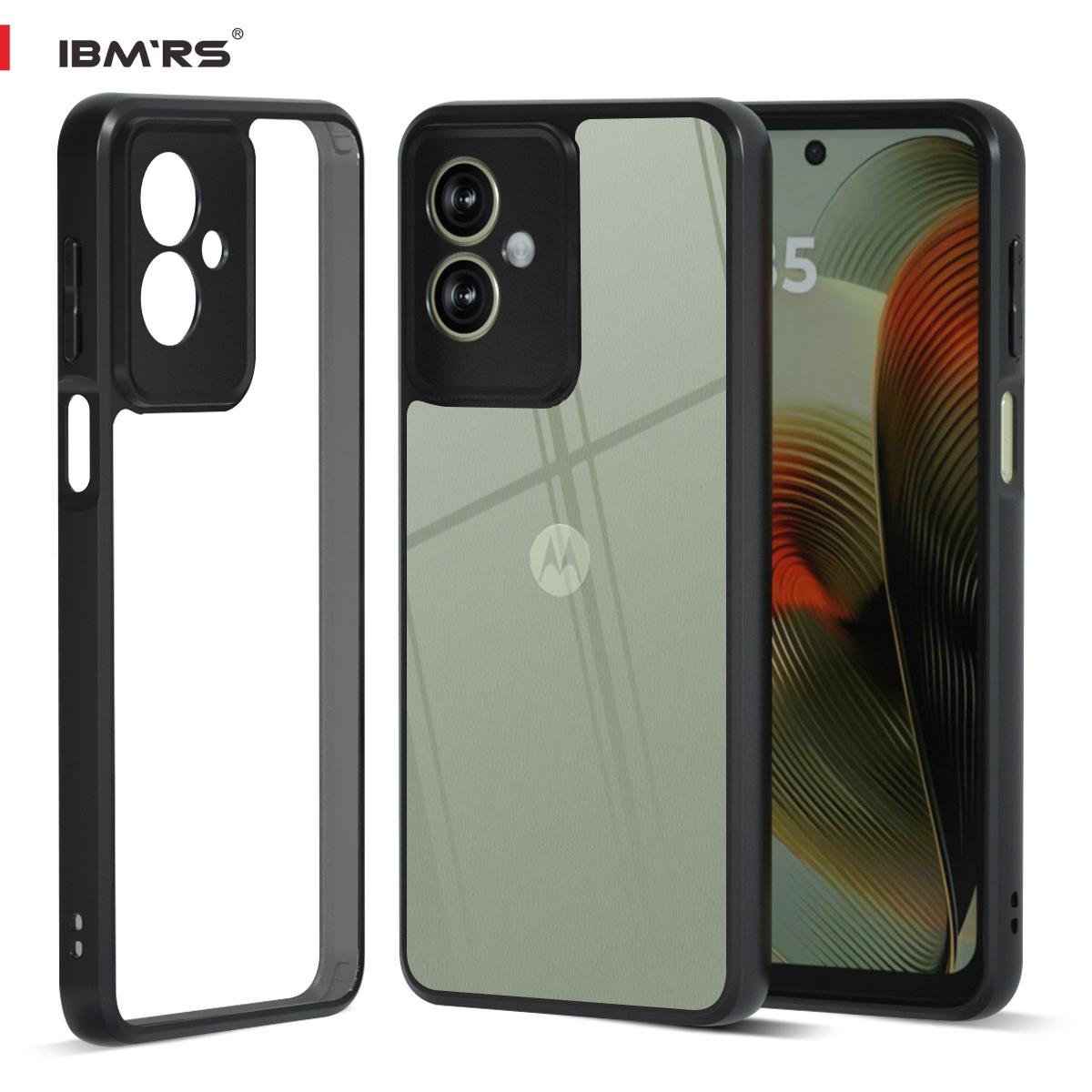 

(В комплекте ремешок на запястье)Чехол IBMRS для Motorola Moto G55,(2-кратное испытание на падение военного класса / защита от падения с высоты 4 фута) - Прозрачный черный камуфляж прозрачный