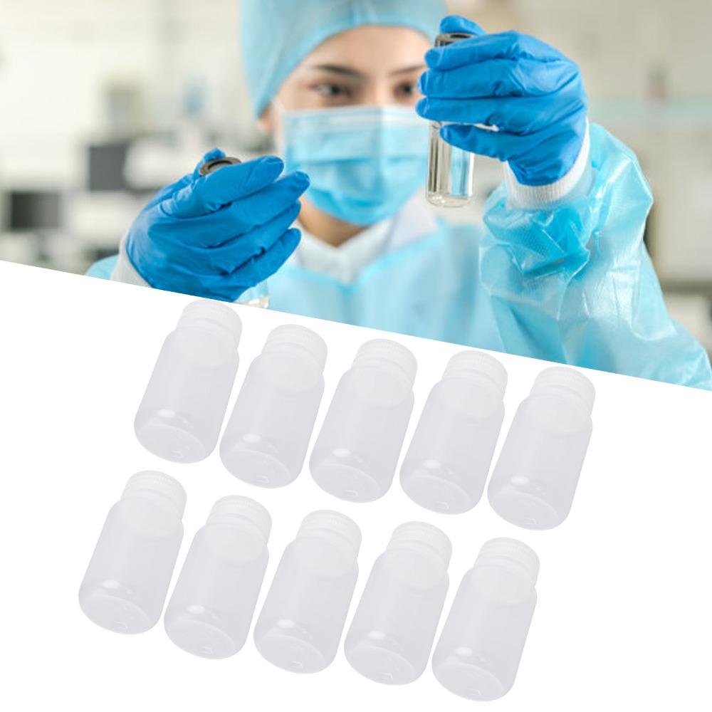 10Pcs PP Wide Mouth Round Bottle Semi Transparent Subpackaging Bottle Chemical Sample Storage