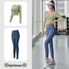 Autumn Quick-Dry Yoga Suit with Chest Pads - Seamless Slimming Long Sleeve Top for Women