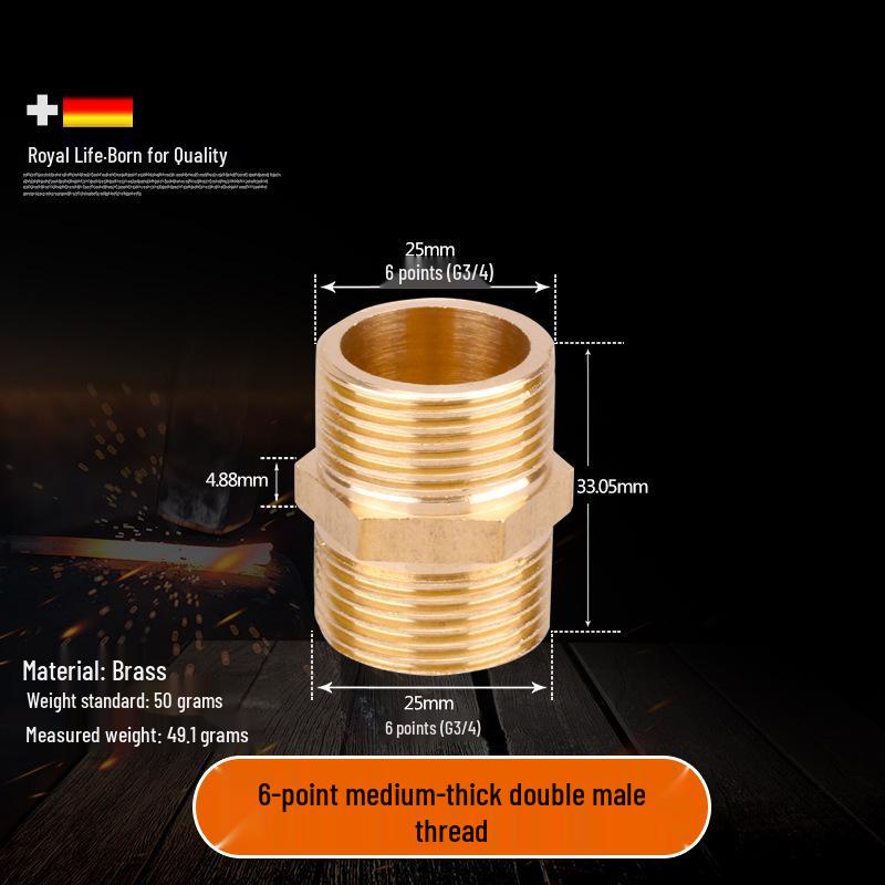 All-Copper Male Thread Direct Coupling, Short To Extended Thread, 4-Point To 6-Point, 1-Inch Inlet Pipe Reducing Joint