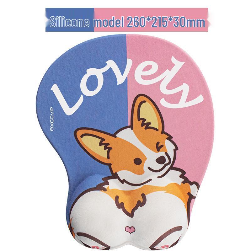 Cartoon Cute Girl 3D Silicone Mouse Pad with Wrist Rest for Office & Esports