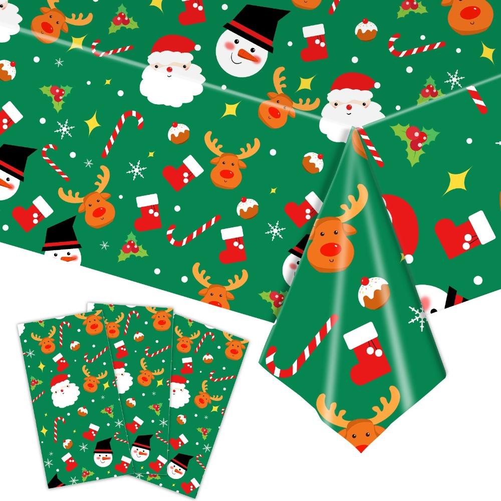 Plastic Christmas Tablecloth Bronzing Table Cover Natal Disposable Tablecloths  Home Decoration