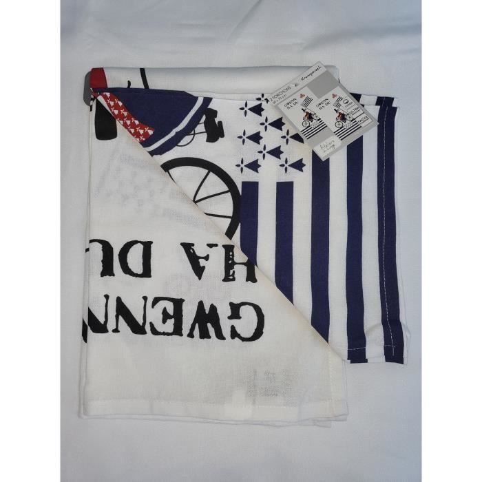 Torchons - Bigouden - Lot de 2 - 50 x 70 cm - 100% coton - Multicolore