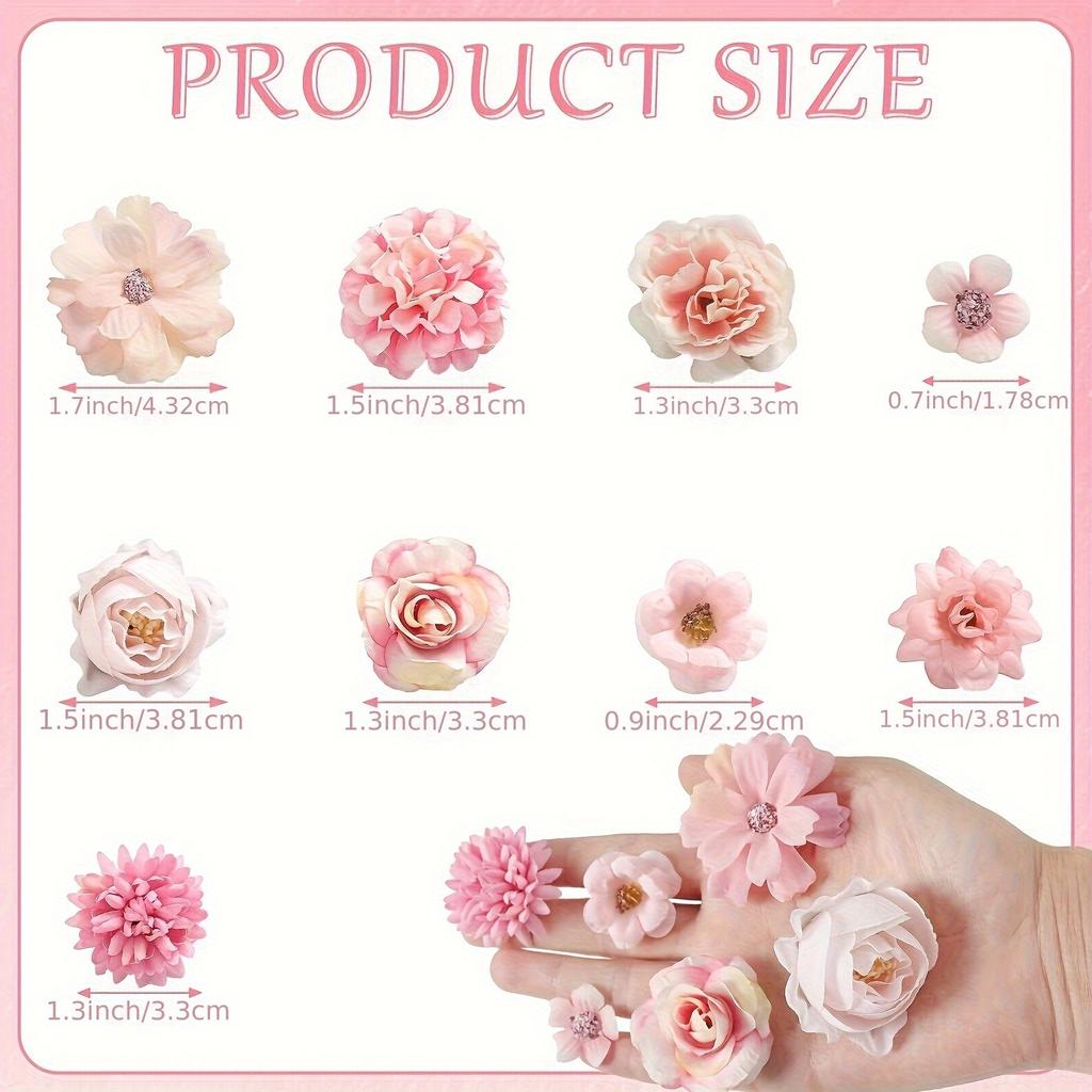 60Pcs Mix Artificial Flowers Head Silk Rose Fake Flowers for Home Room Decor Wedding Decoration Craft Gifts Wreath Accessories