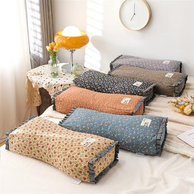 All Cotton Small Floral Pure Cotton Buckwheat Pillow Waist Pillow Shaped Pillow Neck Pillow Help Sleep Dormitory Single Pure Buckwheat Skin