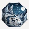 Winter Landscape,Snowy Scene Automatic Folding Umbrella Compact 8 rib Design,Unique Style,Suitable for Everyday Outdoor Use,Perfect Gi