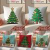 Christmas Tree Funy Abstract Art Cushion Cover Linen Pillowcase Cover Soft Decor for Sofa Home Room
