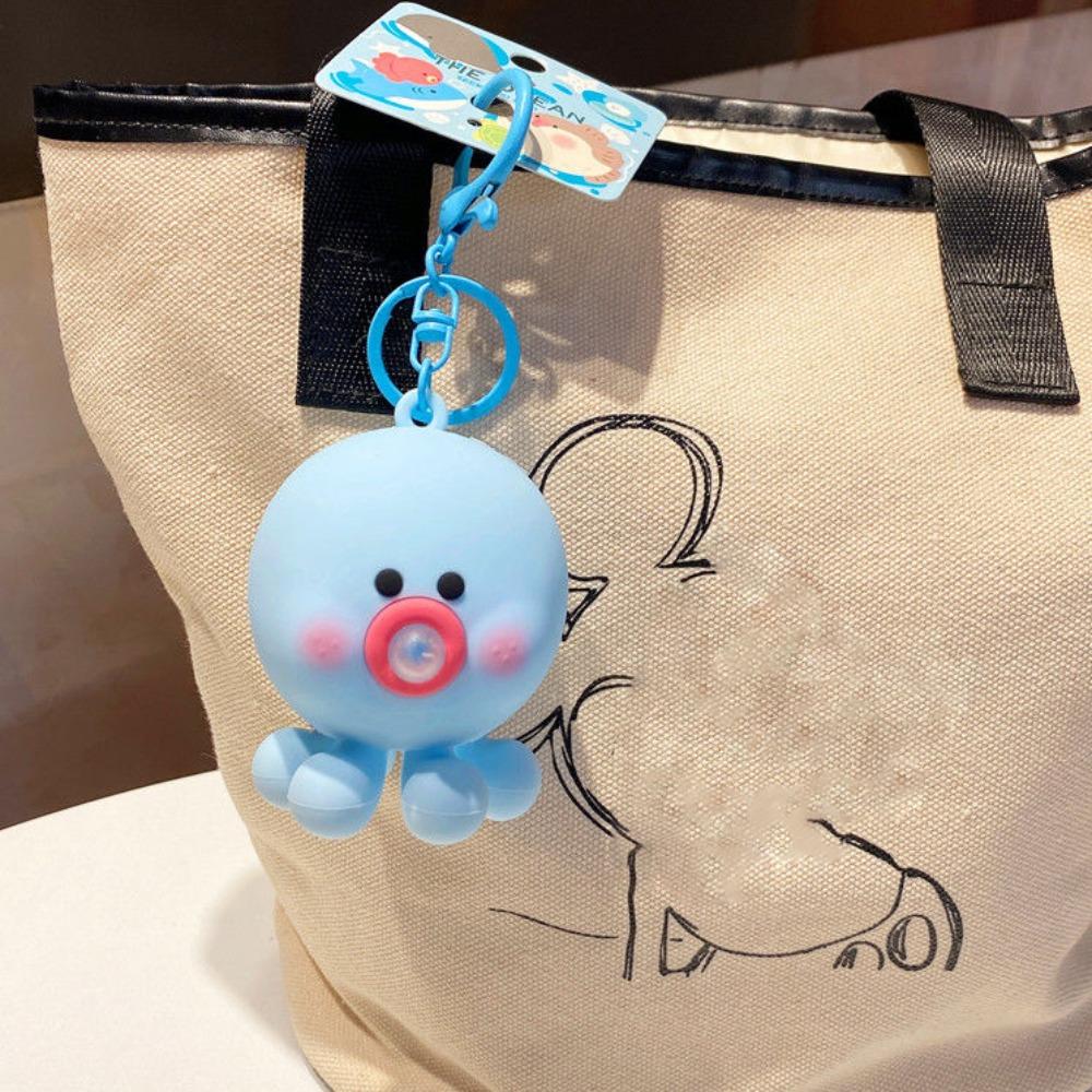 Bag Decoration Silicone Octopus Pendant Blow Bubble Octopus Doll Keyring  Birthday Gift