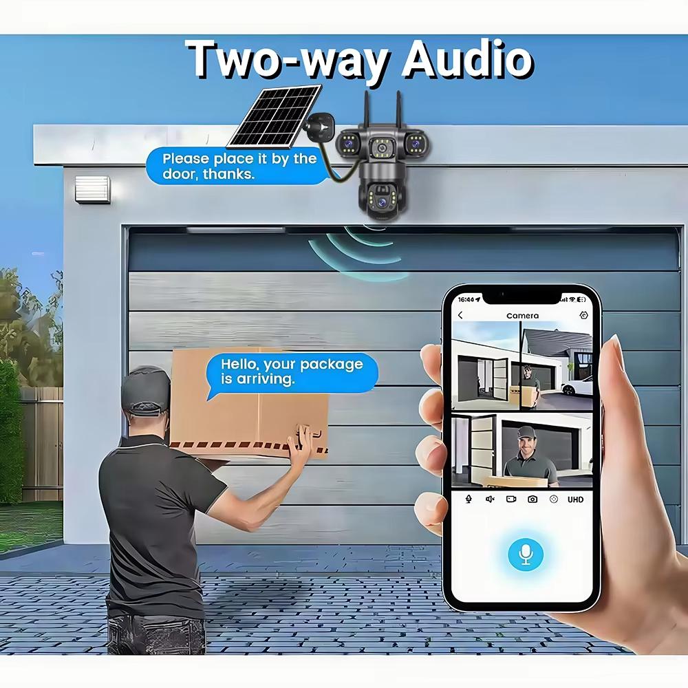 LS VISION V380 Solar 4G Camera Outdoor 12MP 6K Triple Lenses Triple Screens Security Video Monitor Night Vision Waterproof CCTV Cameras