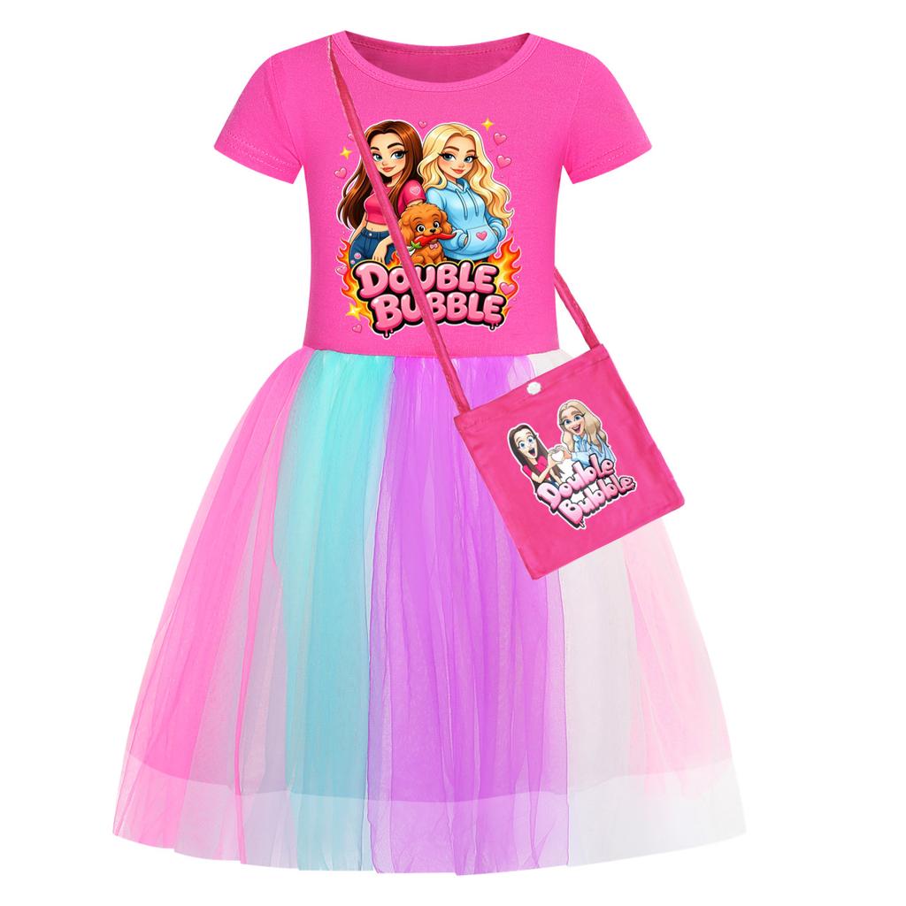 Girls Printed Star Skirt Rainbow Lace Dress 5902