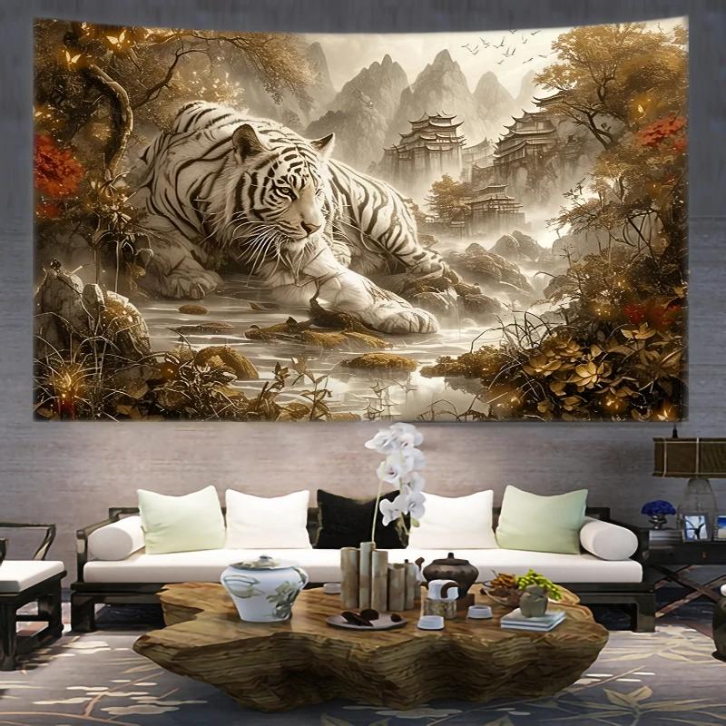 Wandbehang mit Tigerfellmuster Moderner Stil Heimdekoration Für Wohnzimmer Schlafzimmer Arbeitszimmer Wanddekoration zum Aufhängen
