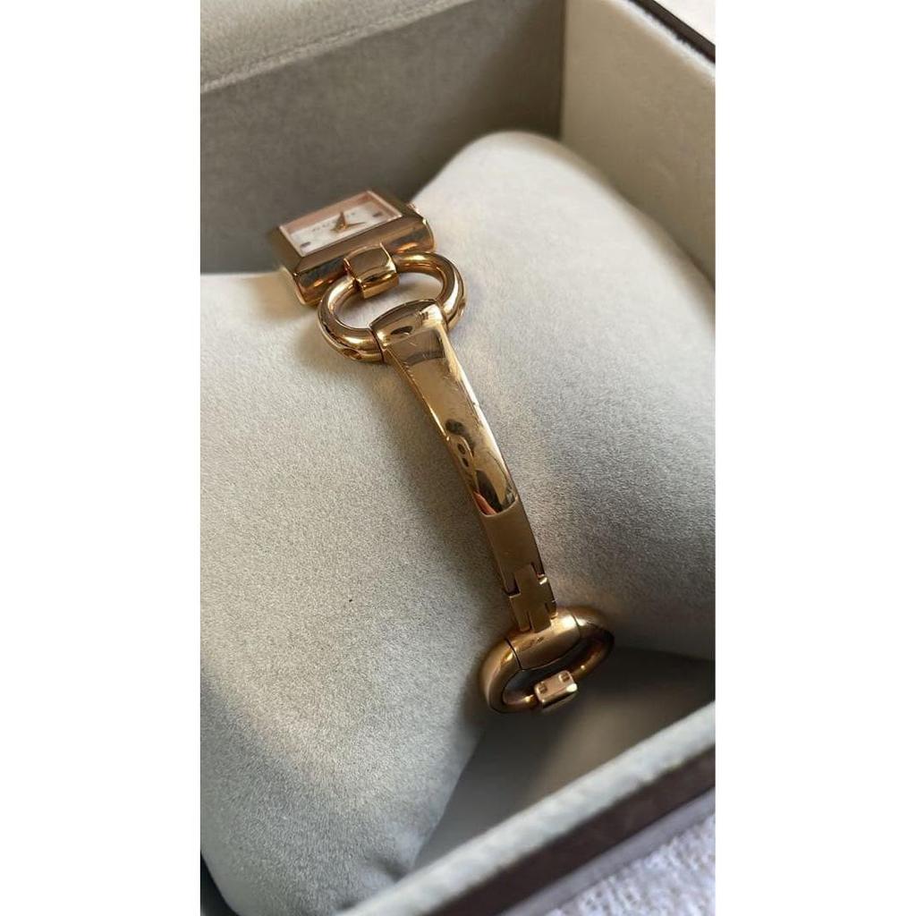 Used [GUCCI] 120 series ladies watch GG pattern pink gold with box