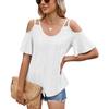 Women's Spring and Summer New Solid Colour V-neck Strapless Loose Short-sleeved Tops