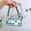 PU Leather Flower Cover with Hinge Protection & Scarf Wrist Chain Strap Bracelet For Samsung Galaxy Z Fold 6 5 4 3 5G Phone Case