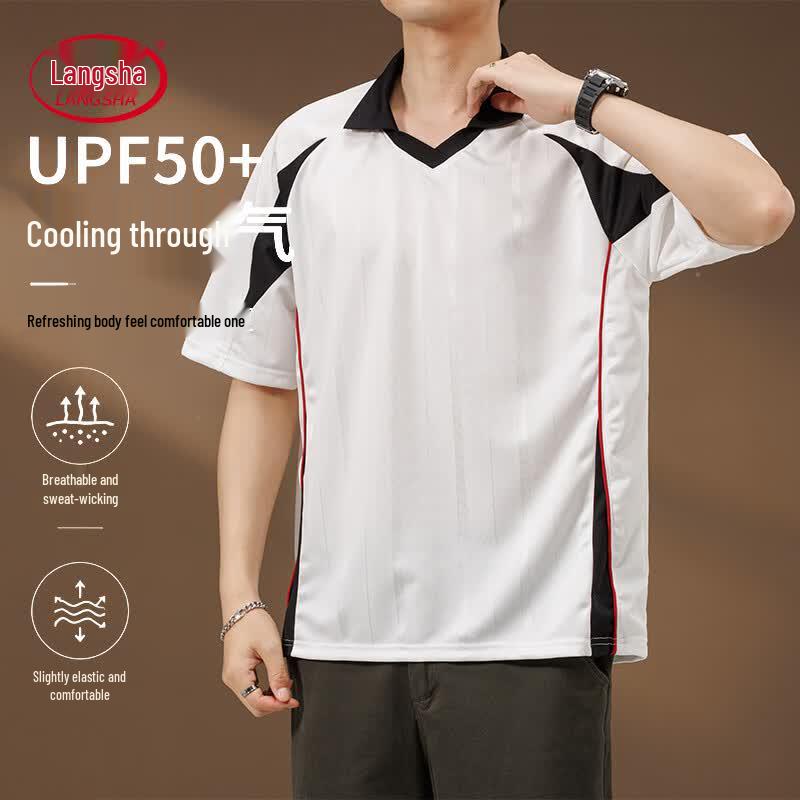 Langsha Men s Athletic Colorblock Quick-Dry Polo S белый