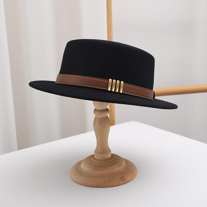 Womens Wool Felt Fedora Hat With Wide Brim Vintage Hepburn Style Winter Warm Fashion Cap