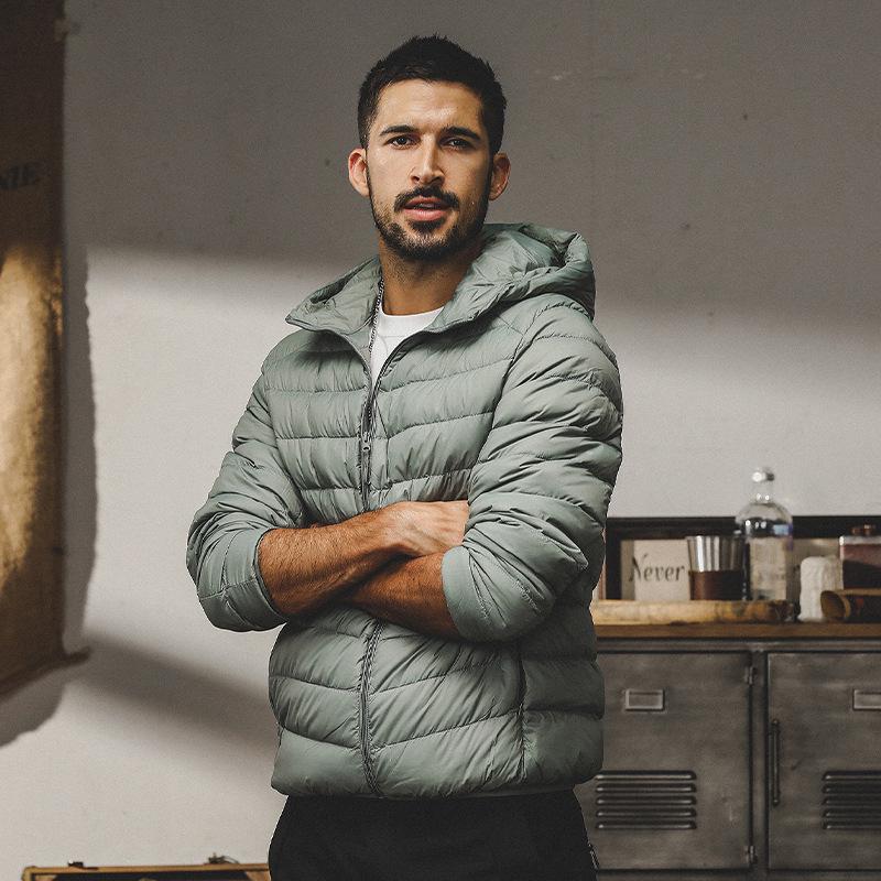 Men's Lightweight Down Jacket - Portable, Anti-static, Winter Hooded for Hiking, Travel, and Mountaineering