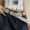 Elegant Y2k Lace Butterfly Belt Bohemian Leather Floral Waist Belt Ultra Thin Lace Waistband Women Dress