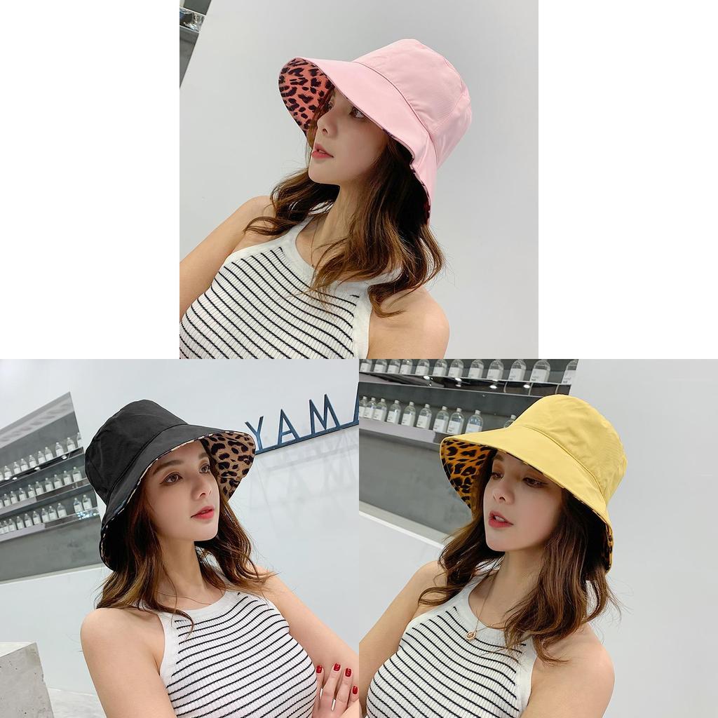 Sommer Fischerhut mit Leopardenmuster und breiter Krempe Sonnenschutz für Damen