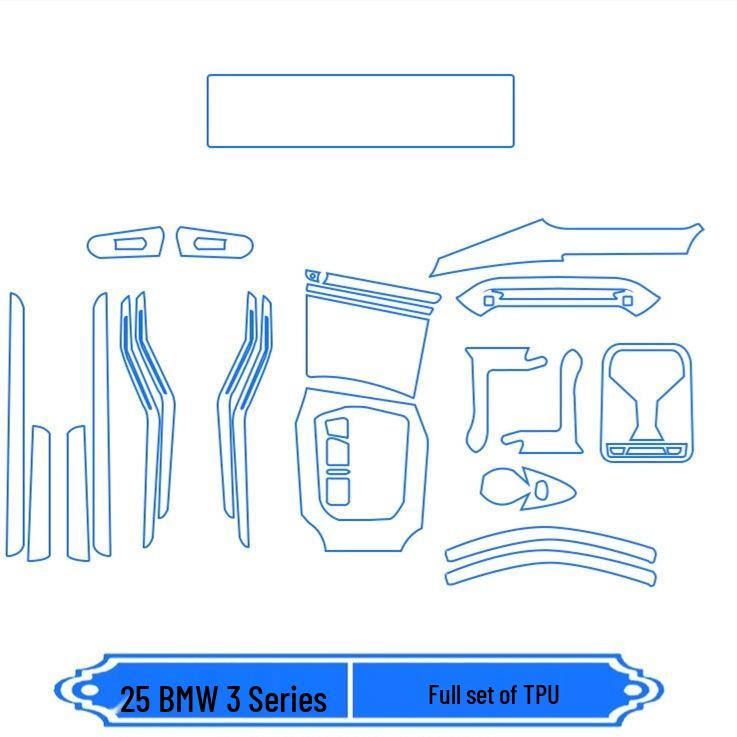 BMW 3 Series (23-25) Interior Film Kit: I3 Console Sticker & 325li Screen TPU Protector.