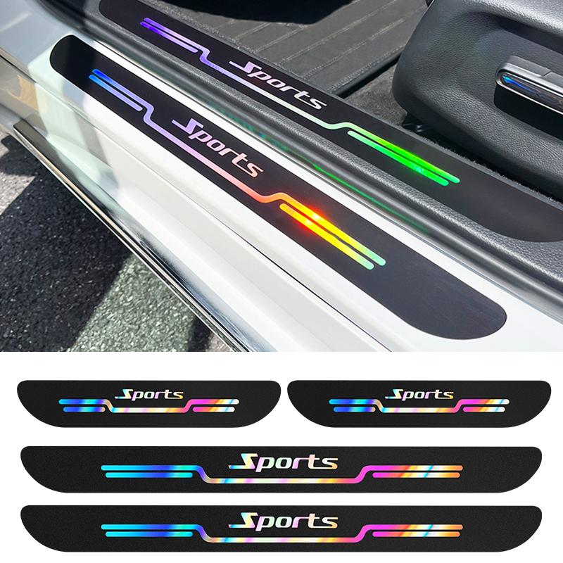 4PCS Car Stickers Anti Scratch Door Sill Protector Strip Car Threshold Protection Bumper Film Sticker Car Exterior Accessories