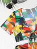 2026 European & American Sexy Print Women's Four-Piece Bikini Set Swimwear