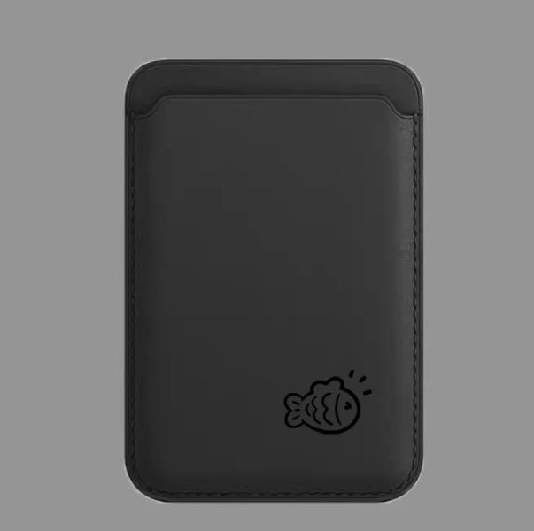 Small Fish Cat MAGsafe Leather Card Holder Case for Apple Phones