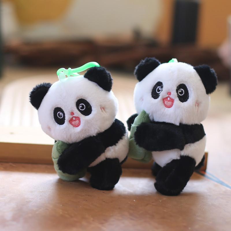 Cute Fluffy Panda Key Holder Plush Toy Miniature Bag Accessory