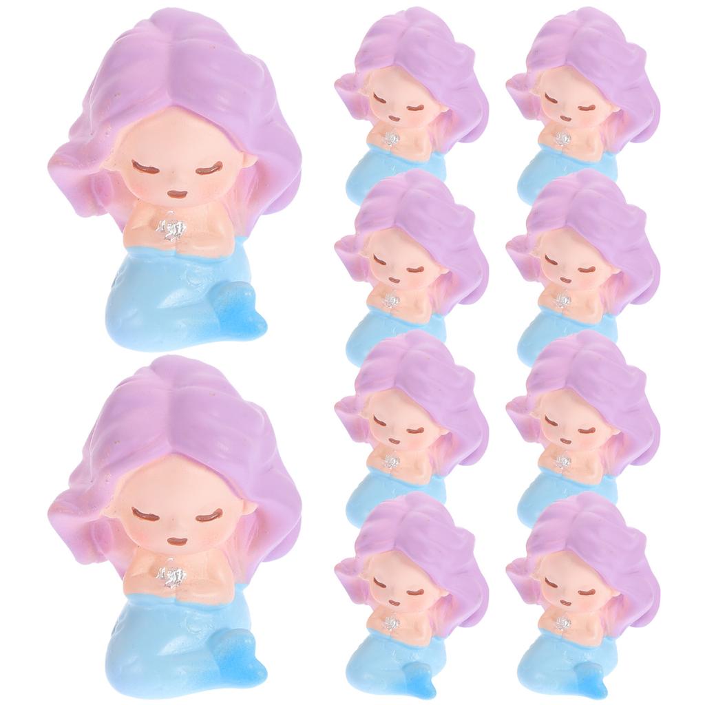 10Pcs Smooth Resin Mermaid Statue Artistic Home Decor Desktop Tabletop Fish Tank Car Dashboard Garden Sand Table Mini Beach