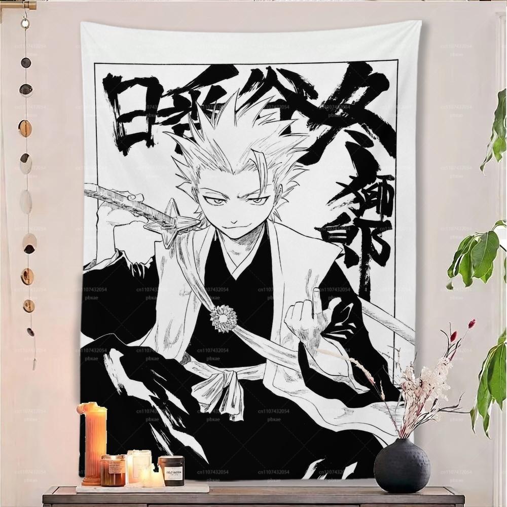 Black White Style bleach Anime Character Tapestry Japanese Print Wall Hanging Background Cloth Bedroom Dorm Apartment Home