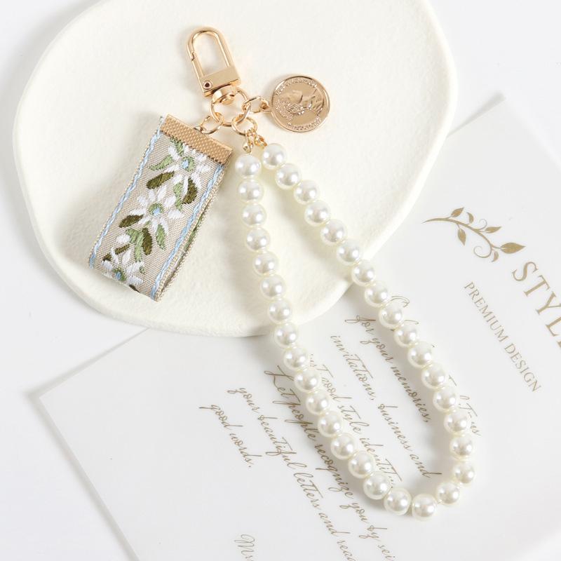 1pc Elegant Fashion New Keychain Keyrings Leaf Pattern Bag Charms Wallets Decor Fabric