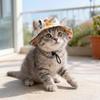 Breathable Cat Dog Sun Hat Adjustable Drawstring UV Protection Pet Bucket Hat Lightweight with Ear Holes Pet Cowboy Hat